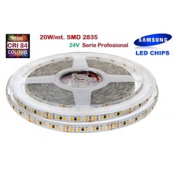 Tira LED 5 mts Flexible 24V 100W 700 Led SMD 2835 IP20 Blanco Cálido, Serie Profesional IRC84